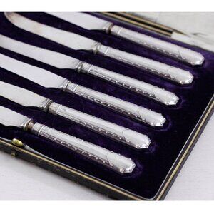 Sheffield 1905 sterling silver fruit knives, hallmarked Henry Wigfull arts and